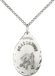 [0599ZSS/18SS] Sterling Silver Graduate Pendant on a 18 inch Sterling Silver Light Curb chain
