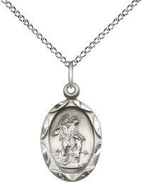 [0612ESS/18SS] Sterling Silver Guardian Angel Pendant on a 18 inch Sterling Silver Light Curb chain