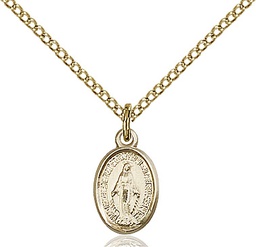 [0702MGF/18GF] 14kt Gold Filled Miraculous Pendant on a 18 inch Gold Filled Light Curb chain