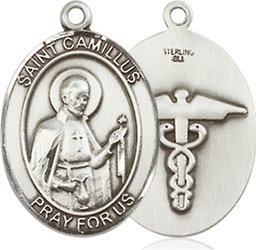 [8019SS9] Sterling Silver Saint Camillus of Lellis Nurse Medal