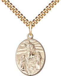 [0888GF/24G] 14kt Gold Filled Tranfiguration Pendant on a 24 inch Gold Plate Heavy Curb chain
