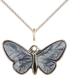 [1250GF/18GF] 14kt Gold Filled Butterfly Pendant on a 18 inch Gold Filled Light Curb chain