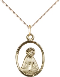 [1626GF/18GF] 14kt Gold Filled Madonna Pendant on a 18 inch Gold Filled Light Curb chain