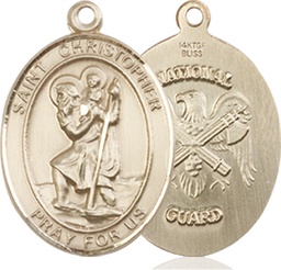 [8022GF5] 14kt Gold Filled Saint Christopher National Guard Medal