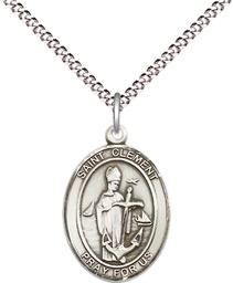 [8340SS/18S] Sterling Silver Saint Clement Pendant on a 18 inch Light Rhodium Light Curb chain