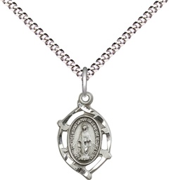 [4152MSS/18S] Sterling Silver Miraculous Pendant on a 18 inch Light Rhodium Light Curb chain