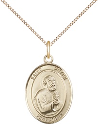 [8090GF/18GF] 14kt Gold Filled Saint Peter the Apostle Pendant on a 18 inch Gold Filled Light Curb chain