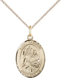 [8092GF/18GF] 14kt Gold Filled Saint Raphael the Archangel Pendant on a 18 inch Gold Filled Light Curb chain