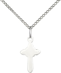 [2524SS/18SS] Sterling Silver Cross Pendant on a 18 inch Sterling Silver Light Curb chain