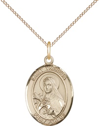 [8106GF/18GF] 14kt Gold Filled Saint Theresa Pendant on a 18 inch Gold Filled Light Curb chain