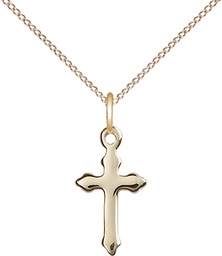 [2528GF/18GF] 14kt Gold Filled Cross Pendant on a 18 inch Gold Filled Light Curb chain