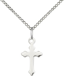 [2528SS/18SS] Sterling Silver Cross Pendant on a 18 inch Sterling Silver Light Curb chain