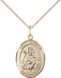 [8114GF/18GF] 14kt Gold Filled Saint William of Rochester Pendant on a 18 inch Gold Filled Light Curb chain