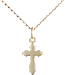 [2532GF/18GF] 14kt Gold Filled Cross Pendant on a 18 inch Gold Filled Light Curb chain