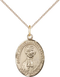 [8131GF/18GF] 14kt Gold Filled Saint Marcellin Champagnat Pendant on a 18 inch Gold Filled Light Curb chain