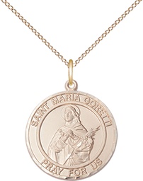 [8208RDGF/18GF] 14kt Gold Filled Saint Maria Goretti Pendant on a 18 inch Gold Filled Light Curb chain