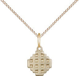 [4118GF/18GF] 14kt Gold Filled Jerusalem Cross Pendant on a 18 inch Gold Filled Light Curb chain
