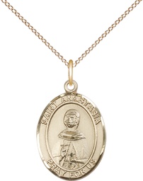 [8213GF/18GF] 14kt Gold Filled Saint Anastasia Pendant on a 18 inch Gold Filled Light Curb chain