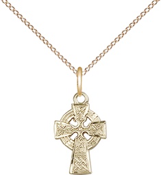 [4133GF/18GF] 14kt Gold Filled Celtic Cross Pendant on a 18 inch Gold Filled Light Curb chain