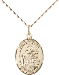 [8225GF/18GF] 14kt Gold Filled Saint Aloysius Gonzaga Pendant on a 18 inch Gold Filled Light Curb chain