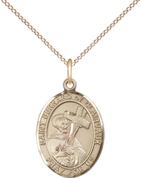 [8233GF/18GF] 14kt Gold Filled Saint Bernard of Clairvaux Pendant on a 18 inch Gold Filled Light Curb chain