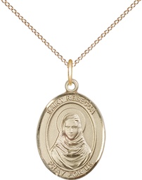 [8252GF/18GF] 14kt Gold Filled Saint Rebecca Pendant on a 18 inch Gold Filled Light Curb chain