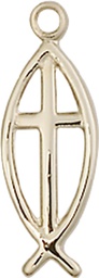 [4251KT] 14kt Gold Fish Cross Medal