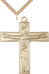 [5239GF/24G] 14kt Gold Filled Cursillio Cross Pendant on a 24 inch Gold Plate Heavy Curb chain