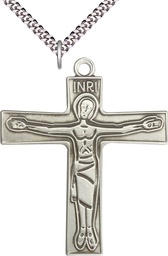 [5239SS/24S] Sterling Silver Cursillio Cross Pendant on a 24 inch Light Rhodium Heavy Curb chain