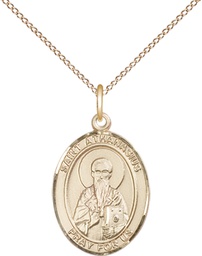 [8296GF/18GF] 14kt Gold Filled Saint Athanasius Pendant on a 18 inch Gold Filled Light Curb chain