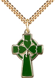 [5693GF/24G] 14kt Gold Filled Celtic Cross Pendant on a 24 inch Gold Plate Heavy Curb chain