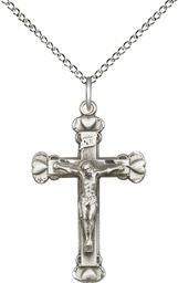 [0620SS/18SS] Sterling Silver Crucifix Pendant on a 18 inch Sterling Silver Light Curb chain