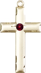 [0624YGF-STN1] 14kt Gold Filled Cross Medal with a 3mm Garnet Swarovski stone