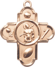 [5749KT] 14kt Gold 5-Way St Sebastian Medal