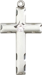[0624YSS-STN4] Sterling Silver Cross Medal with a 3mm Crystal Swarovski stone
