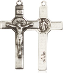 [0625SSY] Sterling Silver Saint Benedict Crucifix Medal