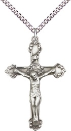 [0656SS/24SS] Sterling Silver Crucifix Pendant on a 24 inch Sterling Silver Heavy Curb chain