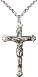 [0657SS/24SS] Sterling Silver Crucifix Pendant on a 24 inch Sterling Silver Heavy Curb chain