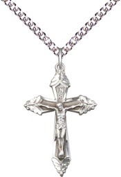 [0665SS/24SS] Sterling Silver Crucifix Pendant on a 24 inch Sterling Silver Heavy Curb chain