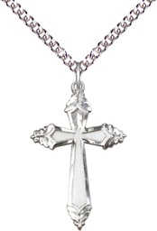 [0665YSS/24SS] Sterling Silver Cross Pendant on a 24 inch Sterling Silver Heavy Curb chain