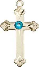 [0667GF-STN12] 14kt Gold Filled Cross Medal with a 3mm Zircon Swarovski stone