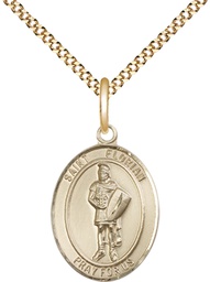 [8034GF/18G] 14kt Gold Filled Saint Florian Pendant on a 18 inch Gold Plate Light Curb chain