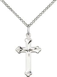 [0667SS/18SS] Sterling Silver Cross Pendant on a 18 inch Sterling Silver Light Curb chain