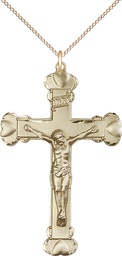 [0670GF/18GF] 14kt Gold Filled Crucifix Pendant on a 18 inch Gold Filled Light Curb chain