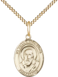 [8035GF/18G] 14kt Gold Filled Saint Francis de Sales Pendant on a 18 inch Gold Plate Light Curb chain