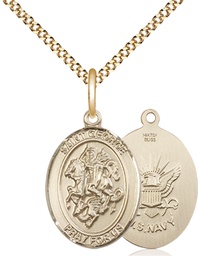 [8040GF6/18G] 14kt Gold Filled Saint George Navy Pendant on a 18 inch Gold Plate Light Curb chain