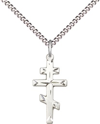 [0250SS/18S] Sterling Silver Saint Andrew Cross Pendant on a 18 inch Light Rhodium Light Curb chain
