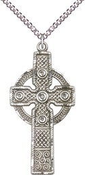 [0253SS/24SS] Sterling Silver Kilklispeen Cross Pendant on a 24 inch Sterling Silver Heavy Curb chain