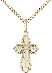 [0256GF/18G] 14kt Gold Filled Saint Olga Cross Pendant on a 18 inch Gold Plate Light Curb chain