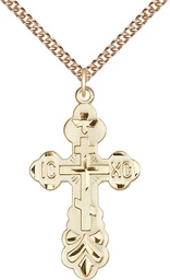 [0260GF/24GF] 14kt Gold Filled Cross Pendant on a 24 inch Gold Filled Heavy Curb chain